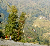 bamboo swings set up all over Kathmandu.